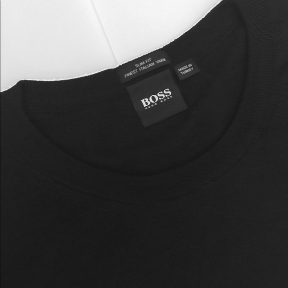 HUGO BOSS NEW BLACK CREWNECK KNIT SWEATER - Picture 2 of 6